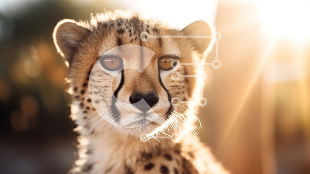 Intra Συλλεκτικό Ξύλινο Παζλ Plywood  4mm - Πορτρέτο τσιτάχ από κοντά με τον ήλιο να λάμπει πίσω Σε Ξύλινο Κουτί - Διαστάσεις: 10x10 cm – 25 κομμάτια