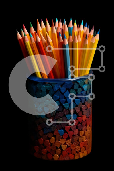 Intra Συλλεκτικό Ξύλινο Παζλ Plywood  4mm - Βάζο με πολύχρωμα μολύβια σε αυτό - Φωτογραφία Αρχείου Σε Ξύλινο Κουτί - Διαστάσεις: 10x10 cm – 25 κομμάτια