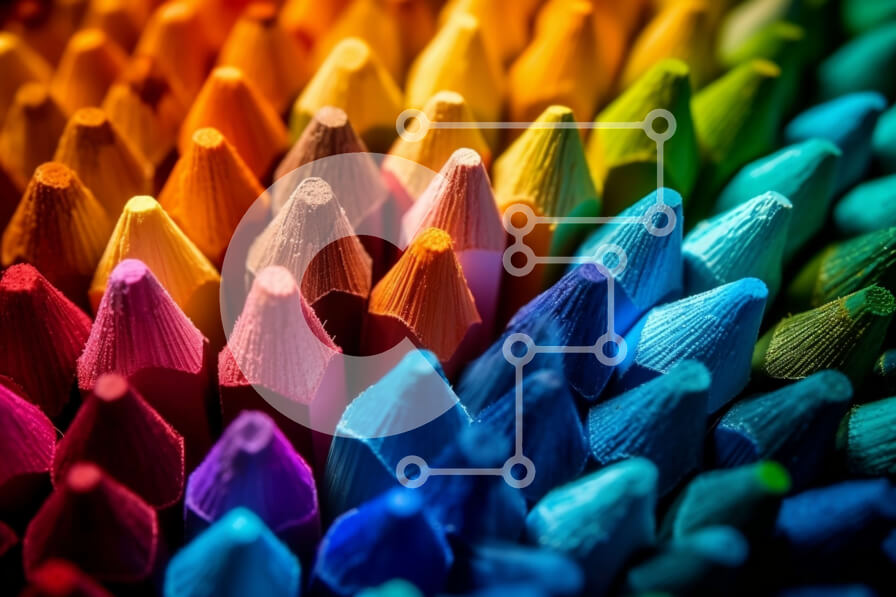 Intra Συλλεκτικό Ξύλινο Παζλ Plywood  4mm - Ζωντανά κραγιόνια σε κυκλικό σχηματισμό Σε Ξύλινο Κουτί - Διαστάσεις: 10x10 cm – 25 κομμάτια