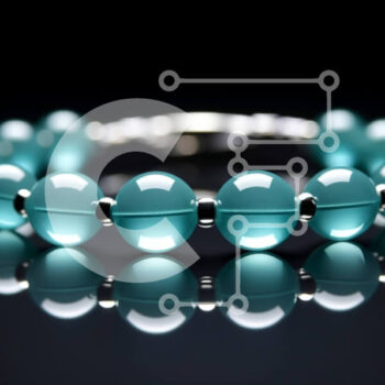 Intra Συλλεκτικό Ξύλινο Παζλ Plywood  4mm - Τιρκουάζ βραχιόλι με ασημί τόνους σε μαύρο φόντο Σε Ξύλινο Κουτί - Διαστάσεις Puzzle: 10x10 cm – 25 κομμάτια - Image 1