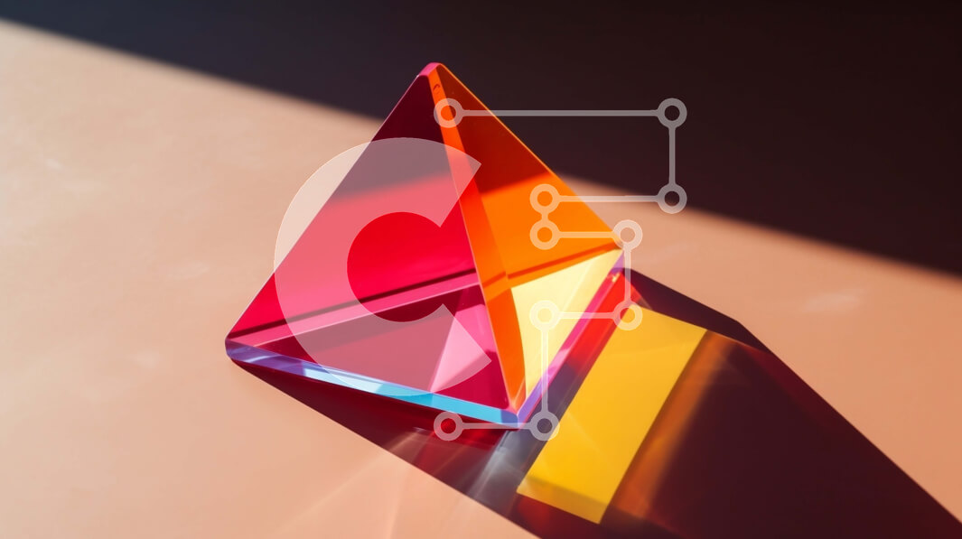 Intra Συλλεκτικό Ξύλινο Παζλ Plywood  4mm - Πολύχρωμο γυάλινο τρίγωνο σε πορτοκαλί επιφάνεια Σε Ξύλινο Κουτί - Διαστάσεις: 10x10 cm – 25 κομμάτια