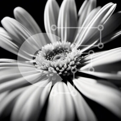 Intra Συλλεκτικό Ξύλινο Παζλ Plywood  4mm - Όμορφη κινηματογράφηση σε πρώτο πλάνο μιας λευκής μαργαρίτας με μαύρο φόντο Σε Ξύλινο Κουτί - Διαστάσεις: 10x10 cm – 25 κομμάτια - Image 1