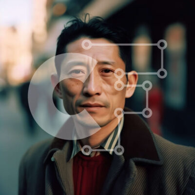 Intra Συλλεκτικό Ξύλινο Παζλ Plywood  4mm - Άνθρωπος με σοβαρή εμφάνιση στην οδό της πόλης Σε Ξύλινο Κουτί - Διαστάσεις Puzzle: 10x10 cm – 25 κομμάτια - Image 1