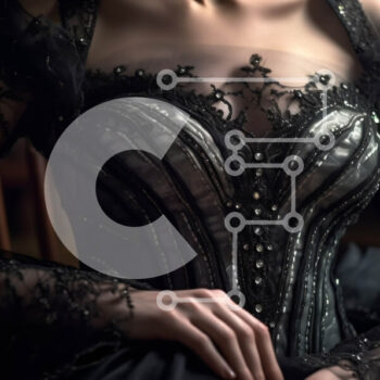 Intra Συλλεκτικό Ξύλινο Παζλ Plywood  4mm - Σοβαρή γυναίκα με μαύρο κορσέ φόρεμα με μακριά μανίκια και τσιγάρο Σε Ξύλινο Κουτί - Διαστάσεις Puzzle: 10x10 cm – 25 κομμάτια - Image 1