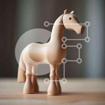 Intra Συλλεκτικό Ξύλινο Παζλ Plywood  4mm - Όμορφη εικόνα ενός ξύλινου παιχνιδιού αλόγων σε ένα ρουστίκ ξύλινο τραπέζι Σε Ξύλινο Κουτί - Διαστάσεις: 10x10 cm – 25 κομμάτια - Image 1