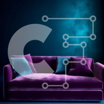 Intra Συλλεκτικό Ξύλινο Παζλ Plywood  4mm - Μωβ βελούδινος καναπές σε μπλε φωτισμένο δωμάτιο Σε Ξύλινο Κουτί - Διαστάσεις Puzzle: 10x10 cm – 25 κομμάτια - Image 1