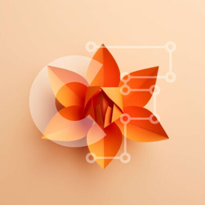 Intra Συλλεκτικό Ξύλινο Παζλ Plywood  4mm - Πορτοκαλί Origami από χαρτί Lotus Flower Σε Ξύλινο Κουτί - Διαστάσεις Puzzle: 10x10 cm – 25 κομμάτια - Image 1