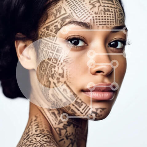 Intra Συλλεκτικό Ξύλινο Παζλ Plywood  4mm - Εκπληκτικό πορτρέτο μιας γυναίκας με τατουάζ Σε Ξύλινο Κουτί - Διαστάσεις Puzzle: 10x10 cm – 25 κομμάτια - Image 1