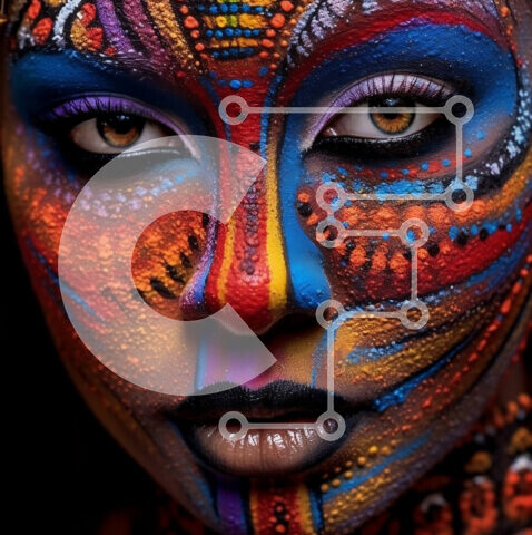 Intra Συλλεκτικό Ξύλινο Παζλ Plywood  4mm - Ζωηρή τέχνη βαφής προσώπου Σε Ξύλινο Κουτί - Διαστάσεις Puzzle: 10x10 cm – 25 κομμάτια - Image 1