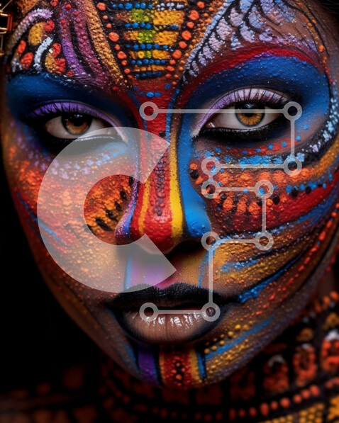 Intra Συλλεκτικό Ξύλινο Παζλ Plywood  4mm - Ζωηρή τέχνη βαφής προσώπου Σε Ξύλινο Κουτί - Διαστάσεις Puzzle: 10x10 cm – 25 κομμάτια