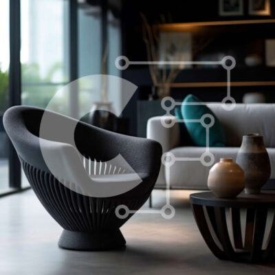 Intra Συλλεκτικό Ξύλινο Παζλ Plywood  4mm - Ευρύχωρο και καλά φωτισμένο μοντέρνο σαλόνι με μαύρη δερμάτινη καρέκλα και ξύλινο τραπεζάκι σαλονιού Σε Ξύλινο Κουτί - Διαστάσεις Puzzle: 10x10 cm – 25 κομμάτια - Image 1