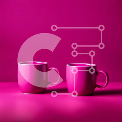 Intra Συλλεκτικό Ξύλινο Παζλ Plywood 4mm - Δύο ροζ κούπες σε μια ροζ επιφάνεια - Φωτογραφία Αρχείου Σε Ξύλινο Κουτί - Διαστάσεις: 10x10 cm – 25 κομμάτια - Image 1