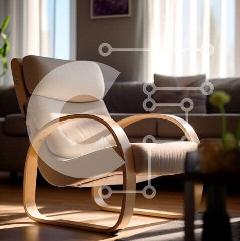 Intra Συλλεκτικό Ξύλινο Παζλ Plywood  4mm - Κομψό και χαλαρωτικό μοντέρνο σαλόνι με λευκή δερμάτινη καρέκλα Σε Ξύλινο Κουτί - Διαστάσεις Puzzle: 10x10 cm – 25 κομμάτια - Image 1