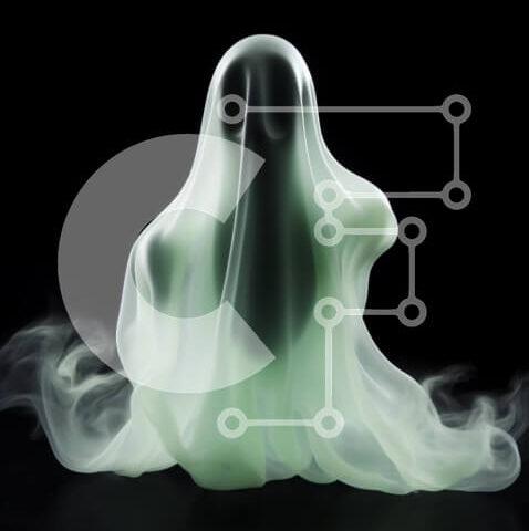 Intra Συλλεκτικό Ξύλινο Παζλ Plywood  4mm - Αντικείμενο σε σχήμα φαντάσματος σε μαύρο φόντο Σε Ξύλινο Κουτί - Διαστάσεις Puzzle: 10x10 cm – 25 κομμάτια - Image 1