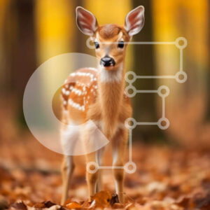 Intra Συλλεκτικό Ξύλινο Παζλ Plywood  4mm - Όμορφη εικόνα ενός νεαρού ελαφιού σε ένα ξέφωτο δάσους με φθινοπωρινά φύλλα Σε Ξύλινο Κουτί - Διαστάσεις: 10x10 cm – 25 κομμάτια