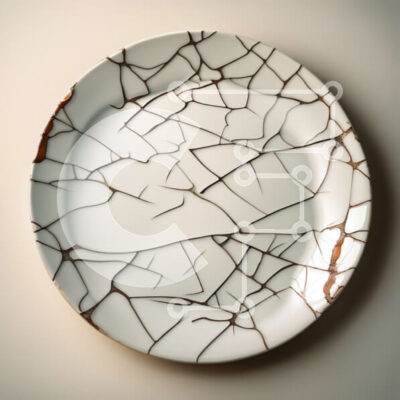 Intra Συλλεκτικό Ξύλινο Παζλ Plywood  4mm - Ραγισμένο λευκό πιάτο - Φωτογραφία Αρχείου Σε Ξύλινο Κουτί - Διαστάσεις: 10x10 cm – 25 κομμάτια - Image 1