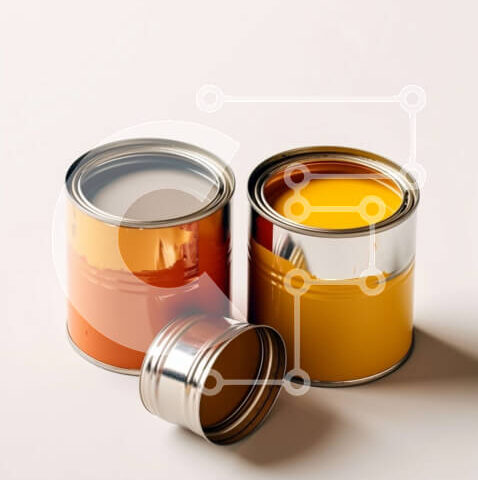 Intra Συλλεκτικό Ξύλινο Παζλ Plywood  4mm - Ζωντανά κουτιά βαφής - κίτρινο και πορτοκαλί σε λευκό φόντο Σε Ξύλινο Κουτί - Διαστάσεις: 10x10 cm – 25 κομμάτια - Image 1