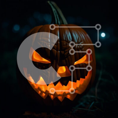 Intra Συλλεκτικό Ξύλινο Παζλ Plywood  4mm - Απόκοσμη κολοκύθα αποκριών με τρομακτικό σκαλισμένο πρόσωπο Σε Ξύλινο Κουτί - Διαστάσεις: 10x10 cm – 25 κομμάτια - Image 1