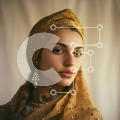 Intra Συλλεκτικό Ξύλινο Παζλ Plywood  4mm - Πορτρέτο μιας γυναίκας με κίτρινη μαντίλα και χρυσά κοσμήματα Σε Ξύλινο Κουτί - Διαστάσεις Puzzle: 10x10 cm – 25 κομμάτια - Image 1