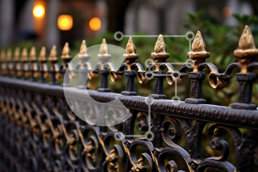 Intra Συλλεκτικό Ξύλινο Παζλ Plywood  4mm - Όμορφη εικόνα ενός φράχτη από σφυρήλατο σίδερο με περίπλοκα σχέδια Σε Ξύλινο Κουτί - Διαστάσεις Puzzle: 10x10 cm – 25 κομμάτια