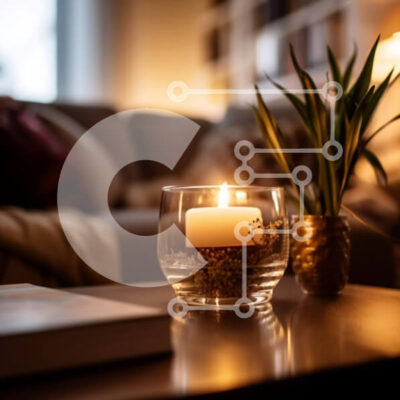 Intra Συλλεκτικό Ξύλινο Παζλ Plywood  4mm - Άνετο σαλόνι με κεριά και έπιπλα Σε Ξύλινο Κουτί - Διαστάσεις Puzzle: 10x10 cm – 25 κομμάτια - Image 1