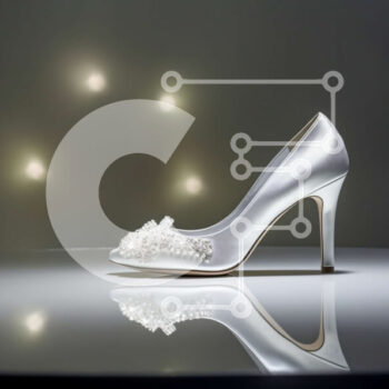 Intra Συλλεκτικό Ξύλινο Παζλ Plywood  4mm - Όμορφη εικόνα λευκού ψηλοτάκουνου παπουτσιού με φιόγκο σε επιφάνεια που μοιάζει με καθρέφτη Σε Ξύλινο Κουτί - Διαστάσεις Puzzle: 10x10 cm – 25 κομμάτια - Image 1