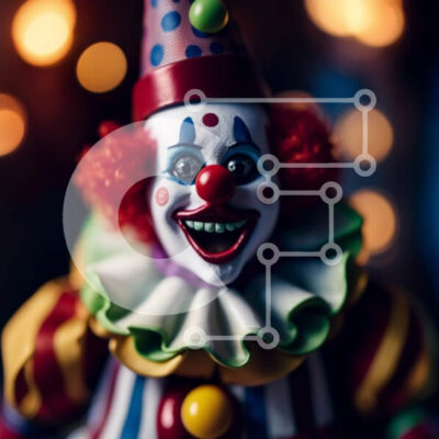 Intra Συλλεκτικό Ξύλινο Παζλ Plywood  4mm - Διασκεδαστική και ζωντανή εικόνα ενός κλόουν με ένα πολύχρωμο κοστούμι Σε Ξύλινο Κουτί - Διαστάσεις Puzzle: 10x10 cm – 25 κομμάτια - Image 1