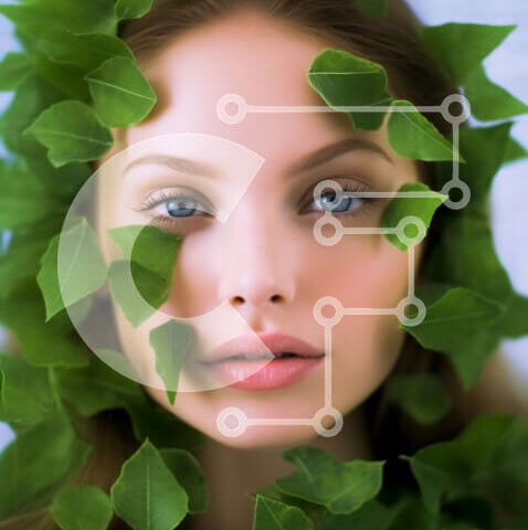 Intra Συλλεκτικό Ξύλινο Παζλ Plywood  4mm - Γαλήνια γυναίκα που φορά ένα πράσινο φυλλώδες στέμμα Σε Ξύλινο Κουτί - Διαστάσεις Puzzle: 10x10 cm – 25 κομμάτια - Image 1