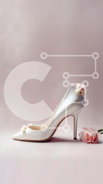 Intra Συλλεκτικό Ξύλινο Παζλ Plywood  4mm - Κομψές λευκές ψηλοτάκουνες γόβες με ροζ τριαντάφυλλο και φιόγκο Σε Ξύλινο Κουτί - Διαστάσεις Puzzle: 10x10 cm – 25 κομμάτια