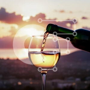 Intra Συλλεκτικό Ξύλινο Παζλ Plywood  4mm - Εκπληκτική εικόνα ενός ποτηριού λευκό κρασί με φόντο που κόβει την ανάσα Σε Ξύλινο Κουτί - Διαστάσεις Puzzle: 10x10 cm – 25 κομμάτια