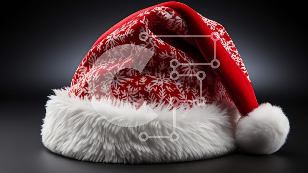 Intra Συλλεκτικό Ξύλινο Παζλ Plywood  4mm - Κόκκινο καπέλο Άγιου Βασίλη με λευκές νιφάδες χιονιού - εορταστικό αξεσουάρ Σε Ξύλινο Κουτί - Διαστάσεις: 10x10 cm – 25 κομμάτια