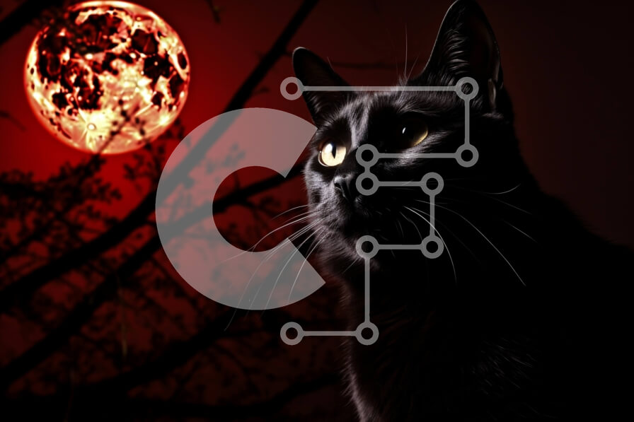 Intra Συλλεκτικό Ξύλινο Παζλ Plywood  4mm - Μυστηριώδης Μαύρη Γάτα και Πανσέληνος Σε Ξύλινο Κουτί - Διαστάσεις: 10x10 cm – 25 κομμάτια