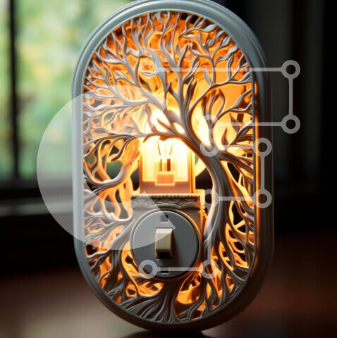 Intra Συλλεκτικό Ξύλινο Παζλ Plywood  4mm - Περίπλοκο Ξύλινο Φωτιστικό Δέντρου με θέα στο Δάσος Σε Ξύλινο Κουτί - Διαστάσεις: 10x10 cm – 25 κομμάτια - Image 1