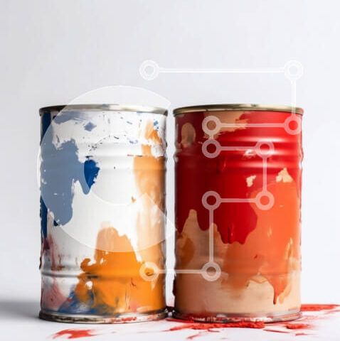 Intra Συλλεκτικό Ξύλινο Παζλ Plywood  4mm - Πολύχρωμα κουτιά μπογιάς με πιτσιλισμένη μπογιά Σε Ξύλινο Κουτί - Διαστάσεις: 10x10 cm – 25 κομμάτια - Image 1