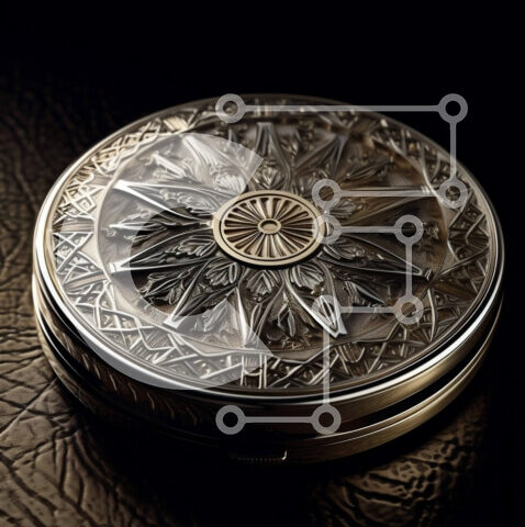 Intra Συλλεκτικό Ξύλινο Παζλ Plywood  4mm - Περίπλοκο και περίτεχνο σχέδιο σε έναν κυκλικό συμπαγή καθρέφτη Σε Ξύλινο Κουτί - Διαστάσεις: 10x10 cm – 25 κομμάτια - Image 1