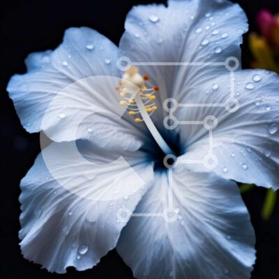 Intra Συλλεκτικό Ξύλινο Παζλ Plywood 4mm - Όμορφη εικόνα ενός μπλε λουλουδιού ιβίσκου με σταγόνες δροσιάς Σε Ξύλινο Κουτί - Διαστάσεις: 10x10 cm – 25 κομμάτια - Image 1