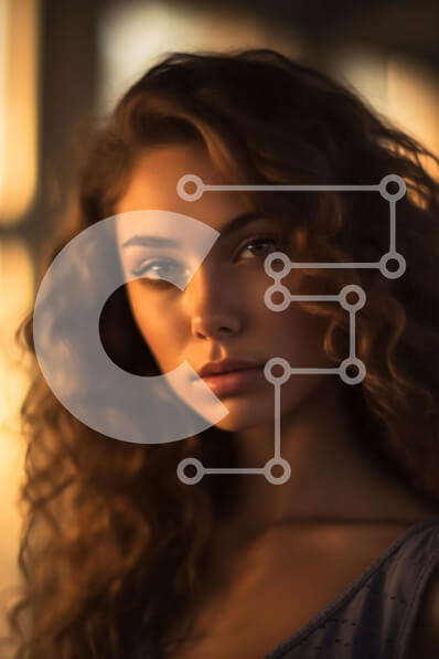 Intra Συλλεκτικό Ξύλινο Παζλ Plywood  4mm - Εκπληκτική εικόνα μιας στοχαστικής γυναίκας στα μπλε Σε Ξύλινο Κουτί - Διαστάσεις Puzzle: 10x10 cm – 25 κομμάτια