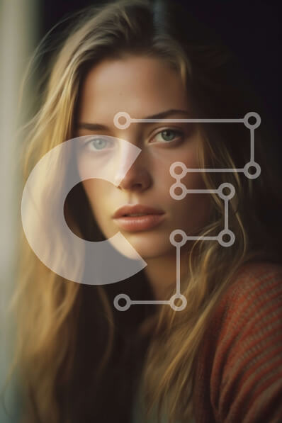 Intra Συλλεκτικό Ξύλινο Παζλ Plywood  4mm - Όμορφο πορτρέτο νεαρής γυναίκας που φορά καφέ πουλόβερ Σε Ξύλινο Κουτί - Διαστάσεις Puzzle: 10x10 cm – 25 κομμάτια