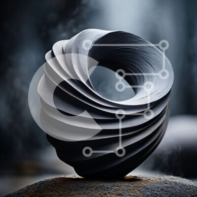 Intra Συλλεκτικό Ξύλινο Παζλ Plywood  4mm - Μαύρο σπειροειδές γλυπτό σε βραχώδη επιφάνεια Σε Ξύλινο Κουτί - Διαστάσεις Puzzle: 10x10 cm – 25 κομμάτια - Image 1