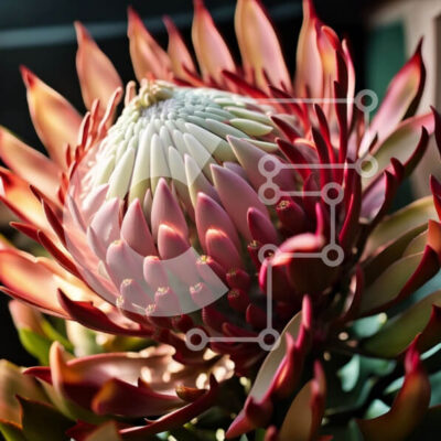 Intra Συλλεκτικό Ξύλινο Παζλ Plywood  4mm - Εκπληκτική κοντινή λήψη ενός κόκκινου και λευκού λουλουδιού με πράσινα φύλλα Σε Ξύλινο Κουτί - Διαστάσεις: 10x10 cm – 25 κομμάτια - Image 1