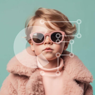 Intra Συλλεκτικό Ξύλινο Παζλ Plywood  4mm - Χαριτωμένη φωτογραφία νεαρής κοπέλας με ροζ πουλόβερ και γυαλιά ηλίου Σε Ξύλινο Κουτί - Διαστάσεις Puzzle: 10x10 cm – 25 κομμάτια - Image 1