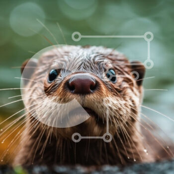 Intra Συλλεκτικό Ξύλινο Παζλ Plywood  4mm - Αξιολάτρευτη βίδρα που κρυφοκοιτάζει από πίσω από το βράχο στο νερό Σε Ξύλινο Κουτί - Διαστάσεις: 10x10 cm – 25 κομμάτια - Image 1