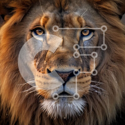 Intra Συλλεκτικό Ξύλινο Παζλ Plywood  4mm - Βασιλικό λιοντάρι με σκοτεινή και πλήρη χαίτη σε δραματική κινηματογράφηση σε πρώτο πλάνο Σε Ξύλινο Κουτί - Διαστάσεις: 10x10 cm – 25 κομμάτια - Image 1