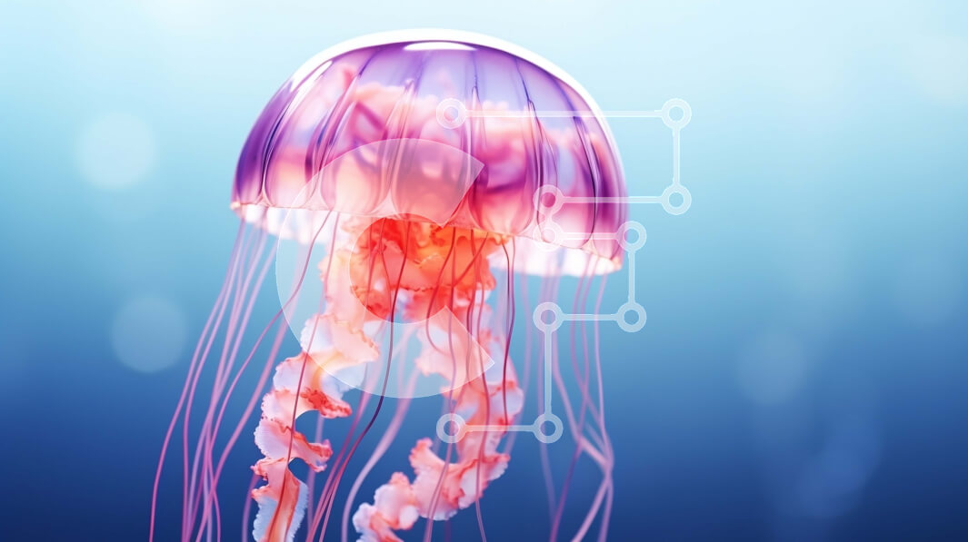 Intra Συλλεκτικό Ξύλινο Παζλ Plywood  4mm - Μέδουσες που επιπλέουν στον ωκεανό Σε Ξύλινο Κουτί - Διαστάσεις: 10x10 cm – 25 κομμάτια