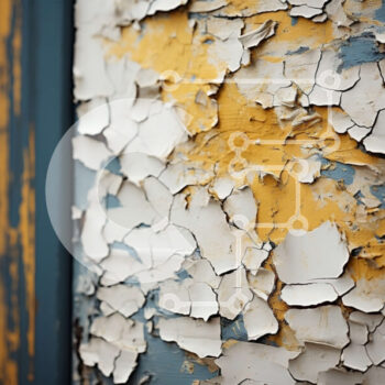 Intra Συλλεκτικό Ξύλινο Παζλ Plywood  4mm - Ξύλινη πόρτα σε αποσύνθεση με κίτρινο και μπλε χρώμα που ξεφλουδίζει Σε Ξύλινο Κουτί - Διαστάσεις Puzzle: 10x10 cm – 25 κομμάτια - Image 1