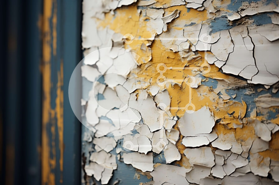 Intra Συλλεκτικό Ξύλινο Παζλ Plywood  4mm - Ξύλινη πόρτα σε αποσύνθεση με κίτρινο και μπλε χρώμα που ξεφλουδίζει Σε Ξύλινο Κουτί - Διαστάσεις Puzzle: 10x10 cm – 25 κομμάτια