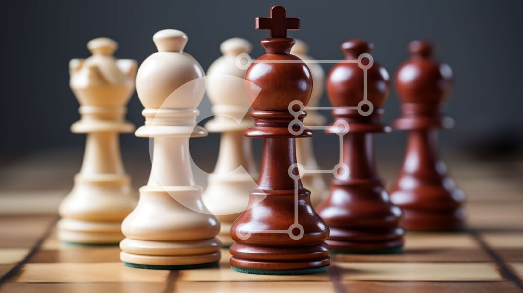 Intra Συλλεκτικό Ξύλινο Παζλ Plywood  4mm - Σκακιέρα με λευκά και κόκκινα σκακιστικά κομμάτια Σε Ξύλινο Κουτί - Διαστάσεις Puzzle: 10x10 cm – 25 κομμάτια