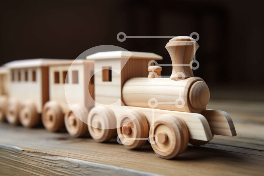 Intra Συλλεκτικό Ξύλινο Παζλ Plywood  4mm - Ξύλινο παιχνίδι τρένο σε ένα ξύλινο τραπέζι - φωτογραφία αρχείου Σε Ξύλινο Κουτί - Διαστάσεις: 10x10 cm – 25 κομμάτια