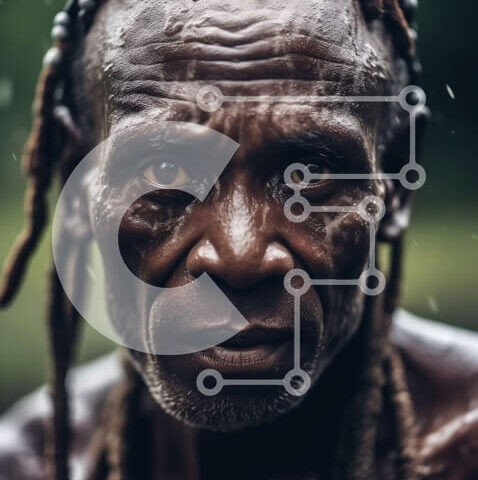 Intra Συλλεκτικό Ξύλινο Παζλ Plywood 4mm - Πορτρέτο ενός ηλικιωμένου άνδρα με Dreadlocks Σε Ξύλινο Κουτί - Διαστάσεις Puzzle: 10x10 cm – 25 κομμάτια - Image 1