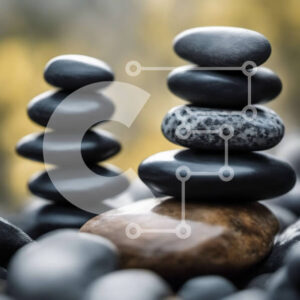 Intra Συλλεκτικό Ξύλινο Παζλ Plywood  4mm - Στοίβα από μαύρες πέτρες σε σχήμα πυραμίδας Σε Ξύλινο Κουτί - Διαστάσεις Puzzle: 10x10 cm – 25 κομμάτια